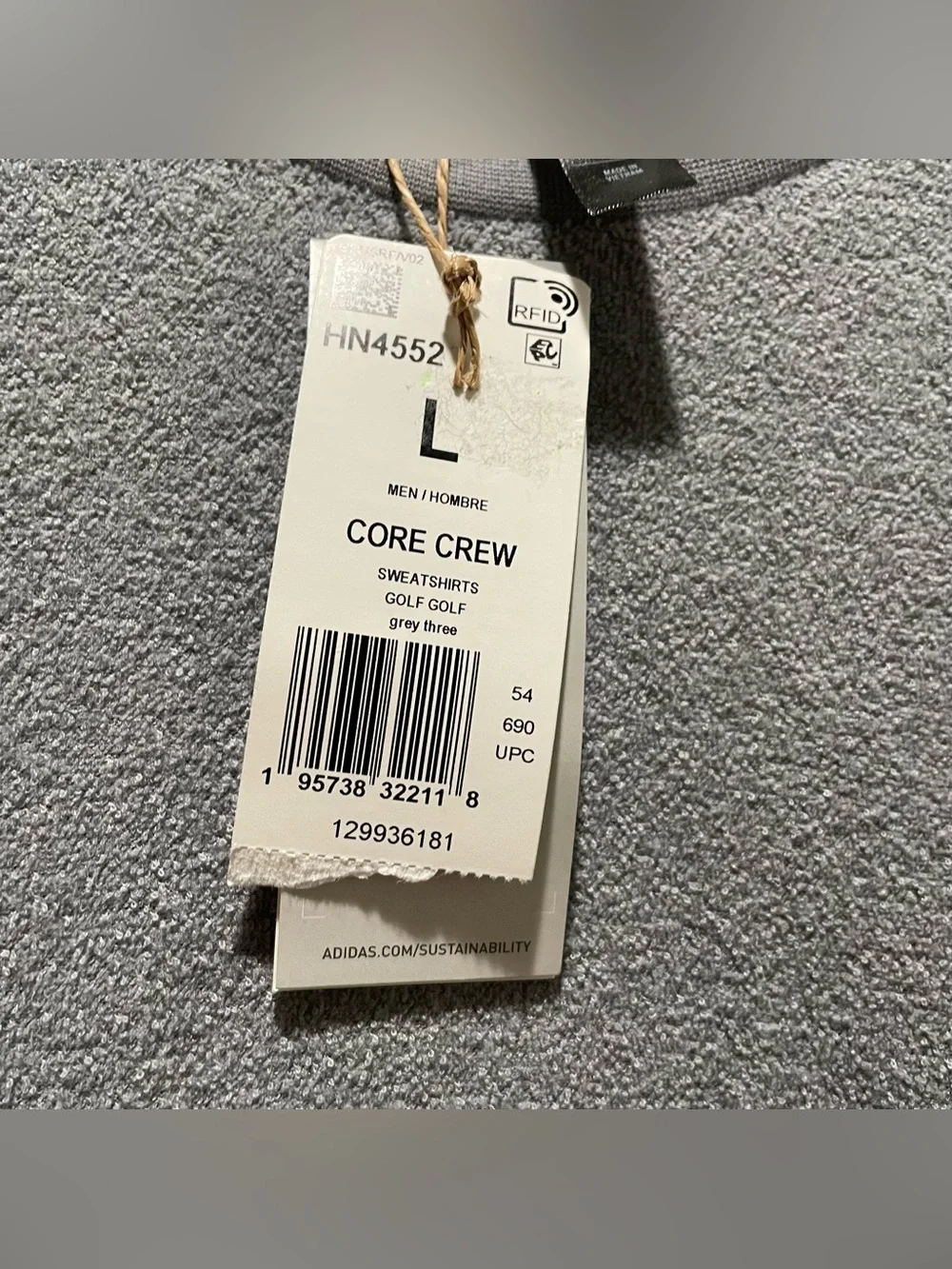 NWT Adidas Sweatshirt Men Core Crewneck Golf Grey Outerwear Gym Athleisure Sz L
